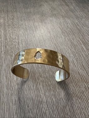 Rustic Cuff Hammered Gold Open Cuff Bracelet with Cutout